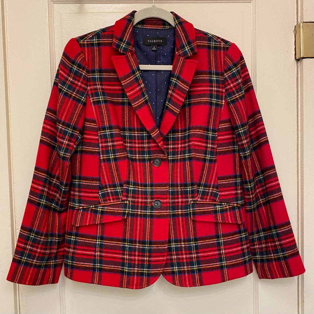 Talbots Women's Red Plaid Blazer